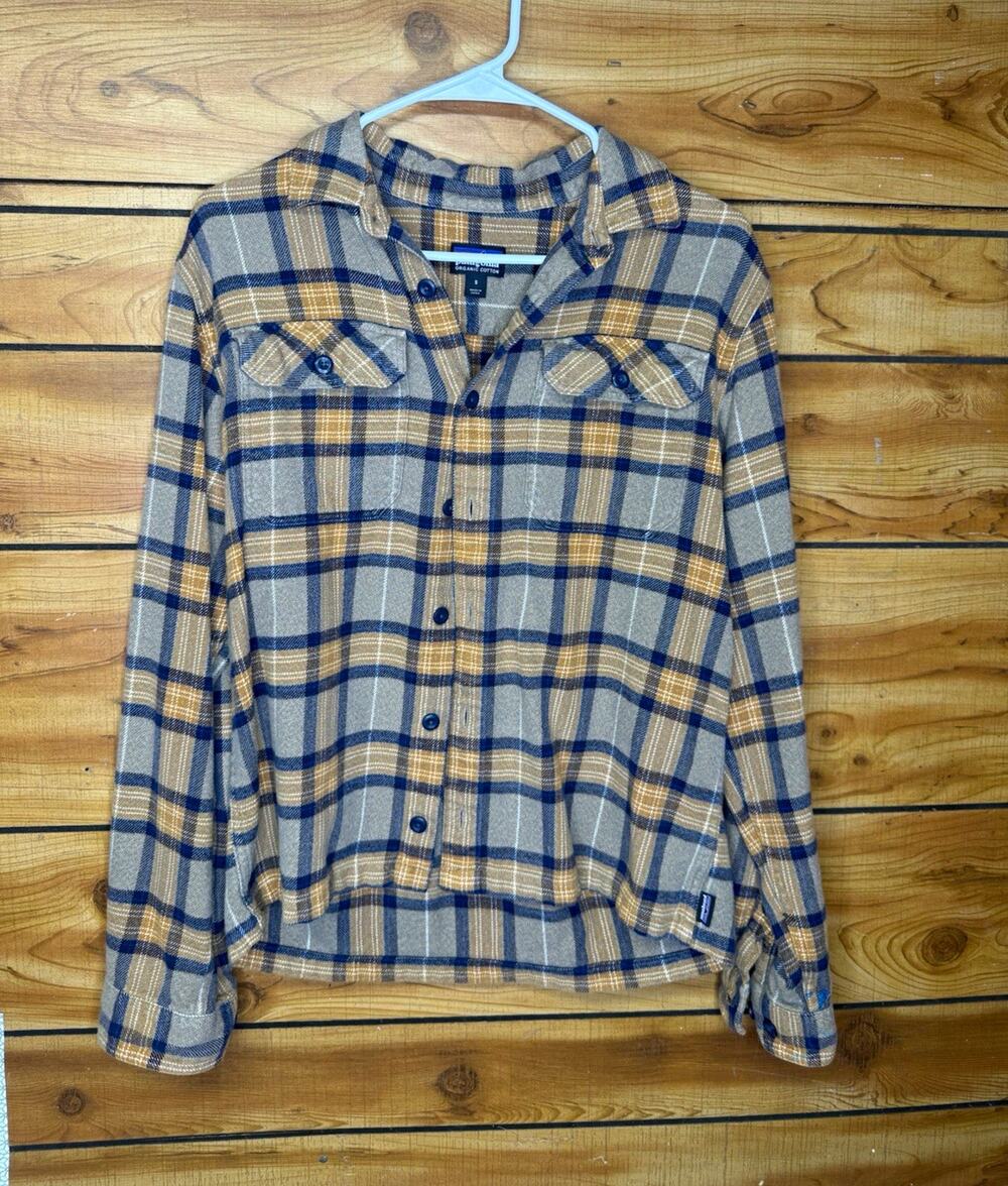 Patagonia Men’s Sz S Organic Cotton Flannel Plaid Long Sleeve Button-Up Pockets